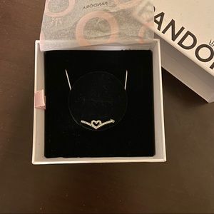 Pandora Sparkling Wishbone Heart Collier Silver Necklace